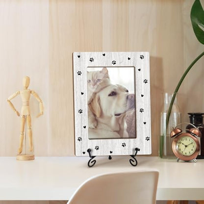 Utaqer Cat Picture Frame, Kitten Paws, Picture Gifts For Women Wife Friend, Wooden Picture Frame For Holiday Birthday Thanksgiving, 4X6 Photo Frame With Stand -25 - style: Paw prints