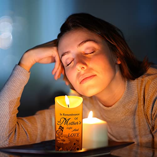 Gerrii Memorial Candle LED Flameless 3x6 Inch Loss of Mother,Butterfly | Sympathy Gift for Loss of Loved One, Remembrance Keepsake with Butterfly Design, Battery Operated Safe for Home Altar