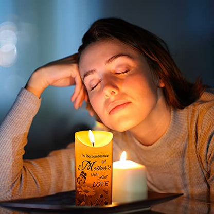 Gerrii Memorial Candle LED Flameless 3x6 Inch Loss of Mother,Butterfly | Sympathy Gift for Loss of Loved One, Remembrance Keepsake with Butterfly Design, Battery Operated Safe for Home Altar