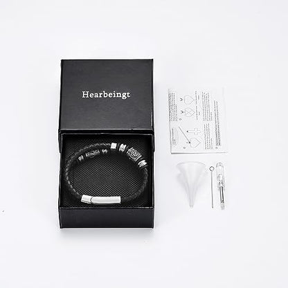 Hearbeingt Memorial Urn Bracelet for Ashes Leather Cremation Jewelry - color: Customize