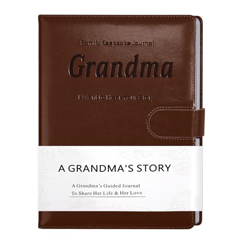 Artmag Grandma's Life Story Journal with 250+ Prompt Questions, Family Keepsake Book Leather Cover for Grandma to Share Her Memories for Birthday Mother's Day Christmas (Brown) - style: Grandma's Life Story Journal （Brown）