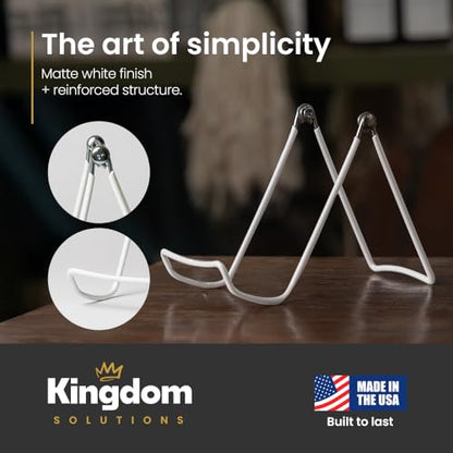 KINGDOM SOLUTIONS - 4.75" White Metal Display Stand Made in USA - 6 Pack - color: White Adjustable, size: 4.75" (6-pack)