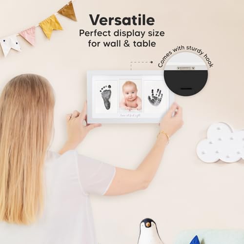 Inkless Hand and Footprint Kit, Boy Girl Newborn Keepsake (Alpine White) | No Mess Ink Pad for Baby Handprint, Clean Touch Paw Print Kit for Dog Picture Frame, Personalized Baby Christmas Shower Gifts - color: Alpine White