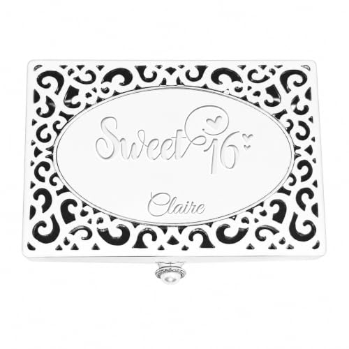 Cherished Moments Personalized Sweet 16 Filigree Rectangle Jewelry Box - color: Silver-Sweet 16