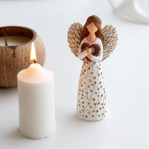 Remembrance Angel Figurines,Sympathy Gift for Loss of Loved One, Memorial Keepsake for Women - Sculpted Hand-Painted Figurine to Hold Each One Safely in Your Heart, Grief Gifts embracing Willow Heart - color: White-2