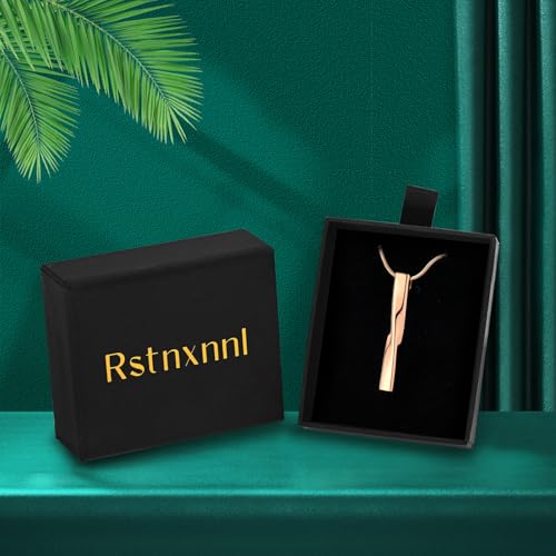 Ashes Urn Necklace Cremation Jewelry Necklaces Unisex Twist Bar Urn Necklaces for Ashes Memorial Keepsake Pendant for Women Men With Funnel Kit & Bag - color: Rose Gold