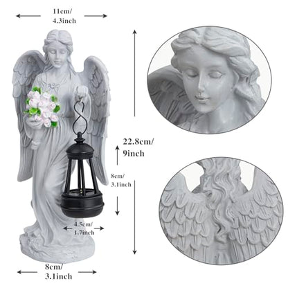 Solar Angel Garden Statue Outdoor Decor, 9 inches Angel Sculpture for Outside Patio Lawn Yard Art Gifts for Mom Grandma Women