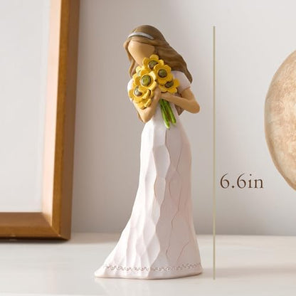 NAN ZAI NAN FANG Encouragement Gifts for Women Friends Daughter Kids | Inspirational Support Sunflower Gifts for Women Birthday 6.7" Resin Sculpted Hand-Painted Figurines Home Decor - style: Encouragement