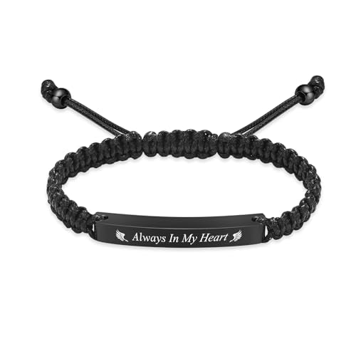 Oinsi Cremation Jewelry Urn Bracelet for Ashes for Women Men Adjustable Memorial Ashes Keepsake Bangle Manmade Rope Braided Bracelet - color: A-Black - Always In My Heart