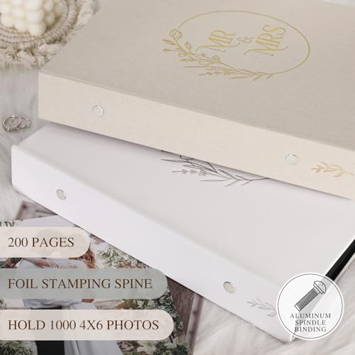 Lanpn Wedding Photo Album 4x6 1000 Pockets, Extra Big Large Capacity Linen Hardcover Newlywed Marriage Album Slip in Holds 1000 horizontal Vertical Photos (White) - color: Windowless-white, size: 1000 Photos