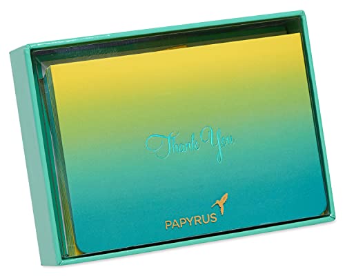 Papyrus Thank You Cards with Envelopes, Teal Ombre (16-Count) - color: Teal Ombre