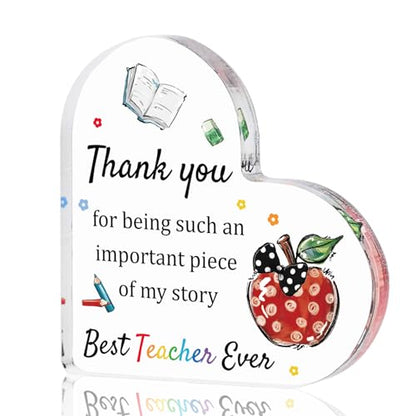 Smile Teacher Appreciation Gifts Acrylic Decor Heart-Shaped, Thank You Teacher, End Of Year Teacher Retirement Gift, Keepsake & Paperweight - style: Thank You Teacher