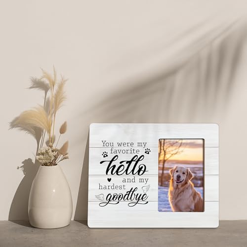 Pet Memorial Gifts for Dogs Remembrance Picture Frame, Loss of Dog Sympathy Gift, My Hardest Goodbye Frames Fits 4x6 Photo - color: Green