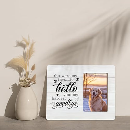 Pet Memorial Gifts for Dogs Remembrance Picture Frame, Loss of Dog Sympathy Gift, My Hardest Goodbye Frames Fits 4x6 Photo - color: Green