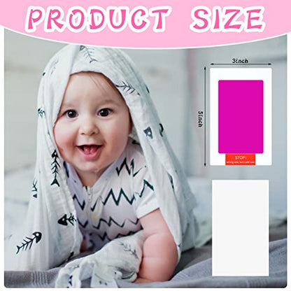 48 Pcs Inkless Baby Footprint Kit Includes 16 Pcs Colorful Ink Pad and 32 Imprint Card for Baby Hand and Footprints, Handprint Dog Paw Print Kit for Newborn Registry Gifts Family Printing Mom Girl