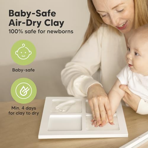 KeaBabies Baby Hand and Footprint Kit, Baby Footprint Kit (Alpine White) | Clay Handprint Keepsake Frame, Pets Paw, Newborn Collage Picture Frame, Personalized New Mom Gifts for Showers & Registry - color: Alpine White