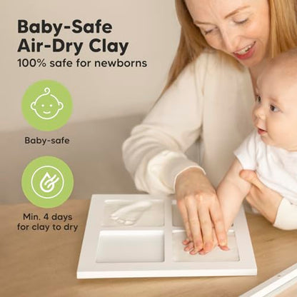 KeaBabies Baby Hand and Footprint Kit, Baby Footprint Kit (Alpine White) | Clay Handprint Keepsake Frame, Pets Paw, Newborn Collage Picture Frame, Personalized New Mom Gifts for Showers & Registry - color: Alpine White