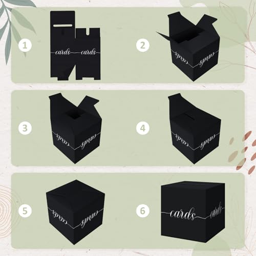 Elegant Black Wedding Card Box, Silver Foil Gift Card Box Holder for Party - color: Black and Silver Foil