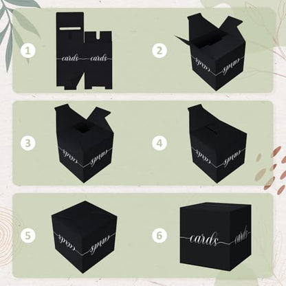 Elegant Black Wedding Card Box, Silver Foil Gift Card Box Holder for Party - color: Black and Silver Foil