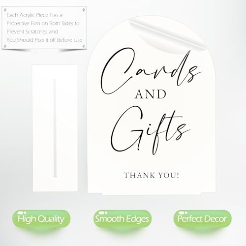 White Arch Acrylic Wedding Sign- 8"x10" Cards and Gifts Sign and Base,1/8" Thick | Modern Calligraphy Arched Acrylic Table Sign for Wedding & Event Party (Cards and Gifts, 8"x10") - color: Cards and Gifts, size: 8"x10"