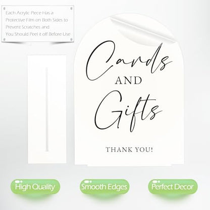 White Arch Acrylic Wedding Sign- 8"x10" Cards and Gifts Sign and Base,1/8" Thick | Modern Calligraphy Arched Acrylic Table Sign for Wedding & Event Party (Cards and Gifts, 8"x10") - color: Cards and Gifts, size: 8"x10"
