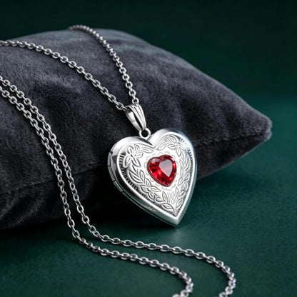 Locket Necklace That Holds Pictures Birthstone Lockets for Women Photo Locket - style: July-birthstone