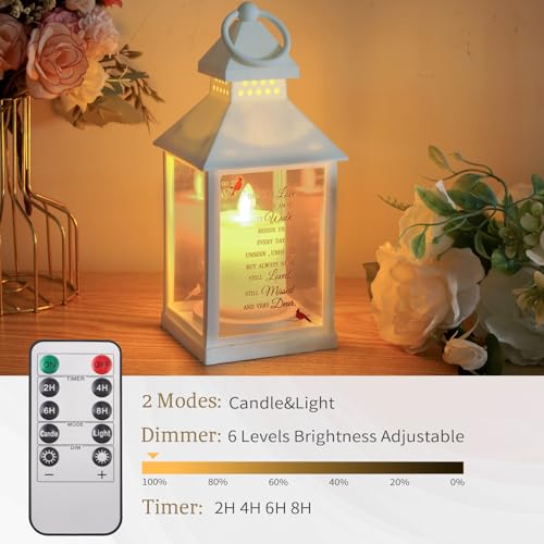 Memorial Lantern, Sympathy Gifts for Loss of Loved One/ Mom/ Dad (White) - color: White