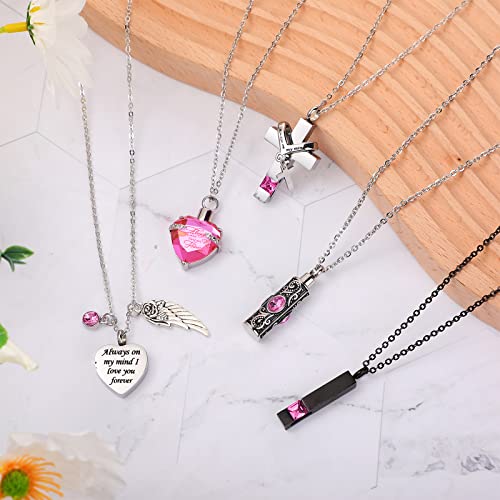 Jexine 10 Pcs Urn Necklace Cremation Jewelry for Men - color: Pink