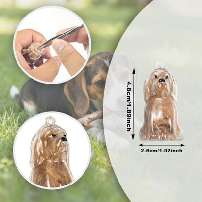 ELANE Dog Hair Keepsake，2 Pack Pet Hair Memorial Keepsake Pet Hair Keychain Keepsake (Clear-Beagle) - color: Clear-beagle
