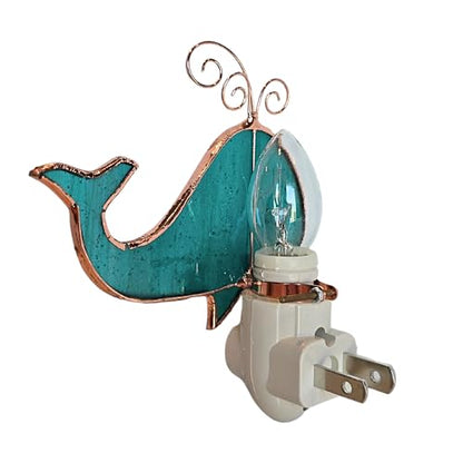 Gift Essentials Blue Whale Plug-in Night Light - Stained Glass Nightlight | Blue Whale Stained Glass Plug-in Nightlight with On/Off Rocker Switch. Includes One 4-Watt Replaceable Warm-Glow Bulb. - color: Whale