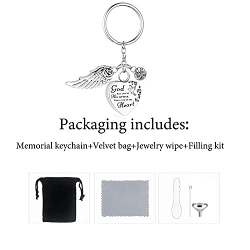 Heart Urn Necklace for Ashes Cremation Jewelry Urn Keychain for Ashes with Birthstone Cremation Keychain - color: April