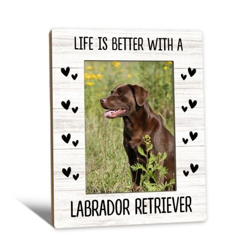 Chocolate Labrador Gifts Dog Picture Frame 5x7, Gifts for LabradorRetriever Lovers Owners Photo Frame, Life is Better with a Labrador Retriever Dog Wooden Picture Photo Frames for Desk Decor - color: labrador