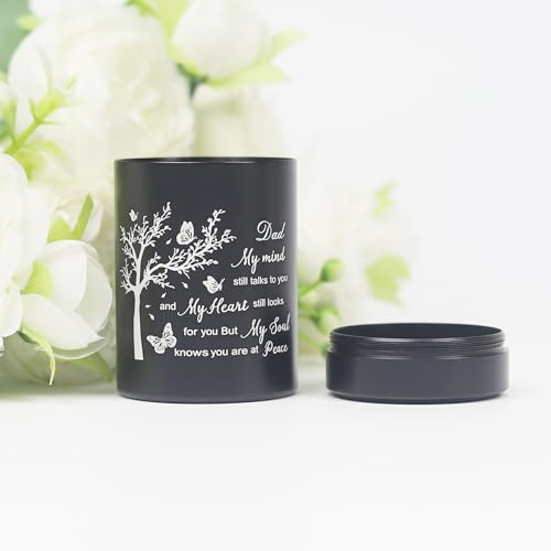 3 Inch Small Urn for Human Ashes Aluminum Mini Cremation Small Keepsake Box for Sharing Ashes Mini Urn-Dad - size: Black-Dad