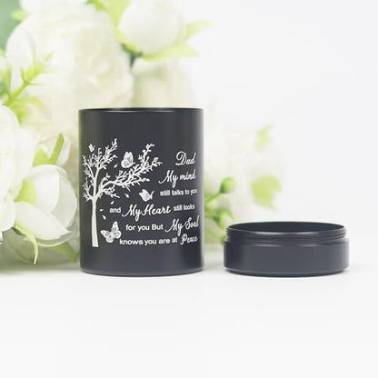 3 Inch Small Urn for Human Ashes Aluminum Mini Cremation Small Keepsake Box for Sharing Ashes Mini Urn-Dad - size: Black-Dad