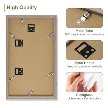 Vittanly 8x14 Collage Picture Frame, Displays 3Pcs 4x6 Photos, Light Taupe - color: Light Taupe, size: 8x14