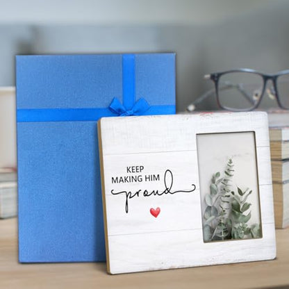 NGAEAK Memorial Gifts for Loss of Dad, Keep Making Him Proud Wood Picture Frame Keepsake Sympathy Gifts for Loss of Loved One, Bereavement Gift Idea, Display Photo 4 X 6 Inch