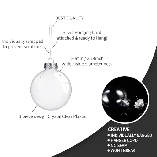 Sratte 12 Sets Xmas Memorial Ornament Fillable Ball Angel Wings,80 mm - size: 80 mm
