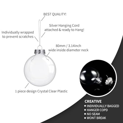 Sratte 12 Sets Xmas Memorial Ornament Fillable Ball Angel Wings,80 mm - size: 80 mm