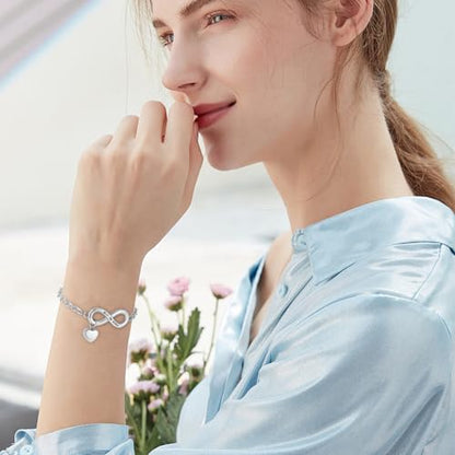 XIUDA Urn Bracelet for Ashes Cremation Bracelet Ashes Bracelet Heart Locket Holder Bangle Link Chain Women Men - color: Silver-Infinity