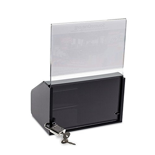 SOURCE ONE Acrylic Heavy Duty Donation/Ballot Box with Lock and Sign Holder - color: Black, size: 1 Pack