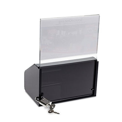 SOURCE ONE Acrylic Heavy Duty Donation/Ballot Box with Lock and Sign Holder - color: Black, size: 1 Pack