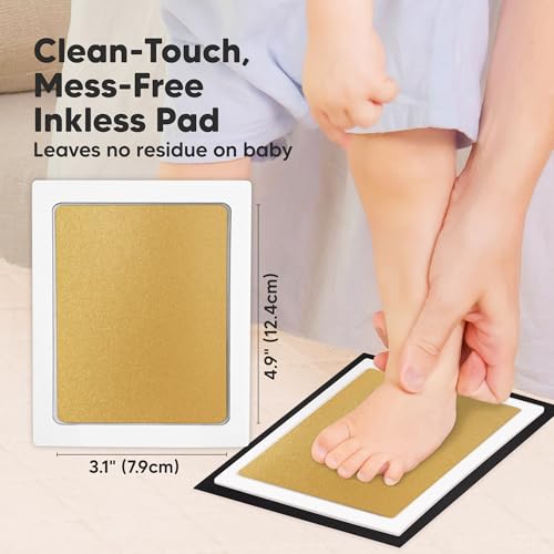 4pk Inkless Baby Hand and Footprint Kit, Mess Free Ink Pads (Gold/Silver, L) | Large Size, Newborn Keepsake, Dog Nose, Paw Print Kit, Clean Touch Ink Pads, Baby Handprints Footprints Kit, New Mom Gifts - color: Gold/Silver, size: 4-Pack, Large 3.1” x 4.9”