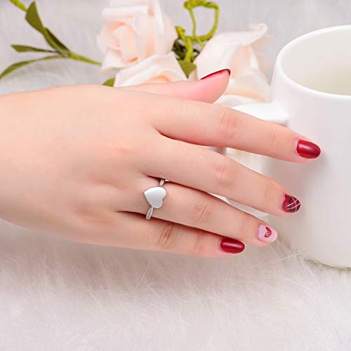 BEILIN 925 Sterling Silver Heart Urn Ring for Women Ash Cremation Jewelry
