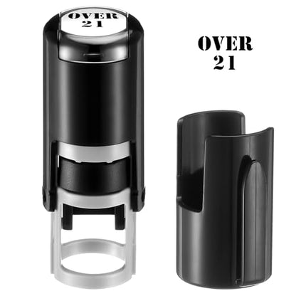 Supervitae 2 Pack Over 21 Print Stamps Ink Stamper | Mini Self Inking Stamps for Party Educational Activities Craft Supplies - color: Black, style: over 21