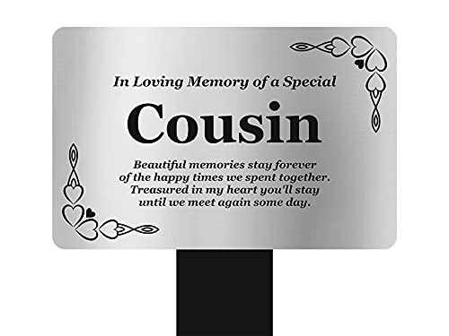 Cousin Memorial Stake - Engraved with poem (Gold/Silver/Copper or Black & White Plaque) Active (Silver)