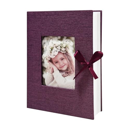 Photo Album 4x6 100 Pockets, Slip-in Picture Albums, Linen Cover Top Loader Vertical Pockets Albums for Baby, Kids Boy Girls, Wedding, Family, Anniversary, Purple - color: Purple, size: 100 Pockets white Bandage