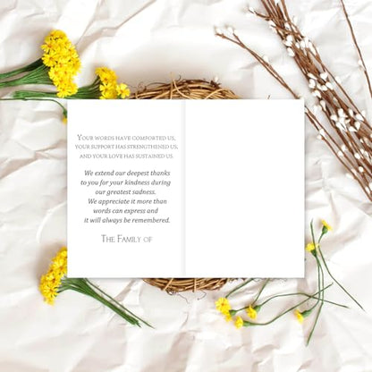 FYSUIMU 50Pcs Funeral Thank You Cards Watercolor Mountain Sympathy Cards with Message Bereavement and Envelopes & Matching Stickers for Funeral Family Loved Ones Celebration of Life