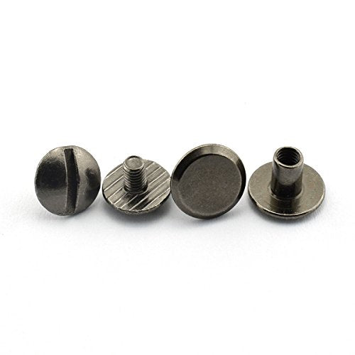 LQ Industrial 15 Sets Chicago Screw Round Slotted Head Carbon Steel Binding Screws Rivet Book Binding DIY Leather Craft Assembly Bolt 1/4" Black