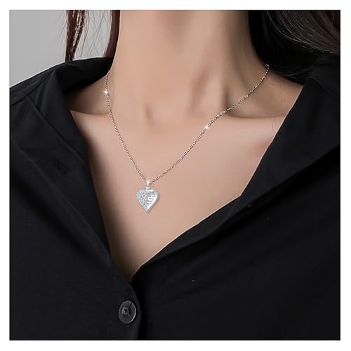 925 Sterling Silver Urn Necklaces for Women Claddagh/Angel Wings/Guitar/Butterfly/Tree of Life Ashes Memorial for Loss Keepsake Jewelry Present Easter Day of the Dead - style: Angel Wings