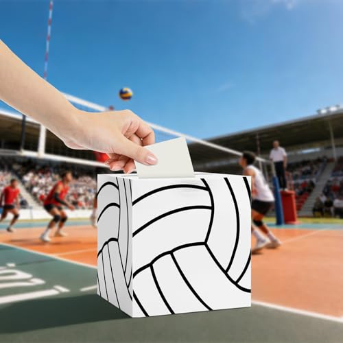 Volleyball Card Box Sports Party Favors Post Box Cardboard Receiving Money Holder for Volleyball Theme Wedding Reception, Baby Showers, Anniversary, Birthday Party, Table Centerpiece Decorations - style: Volleyball